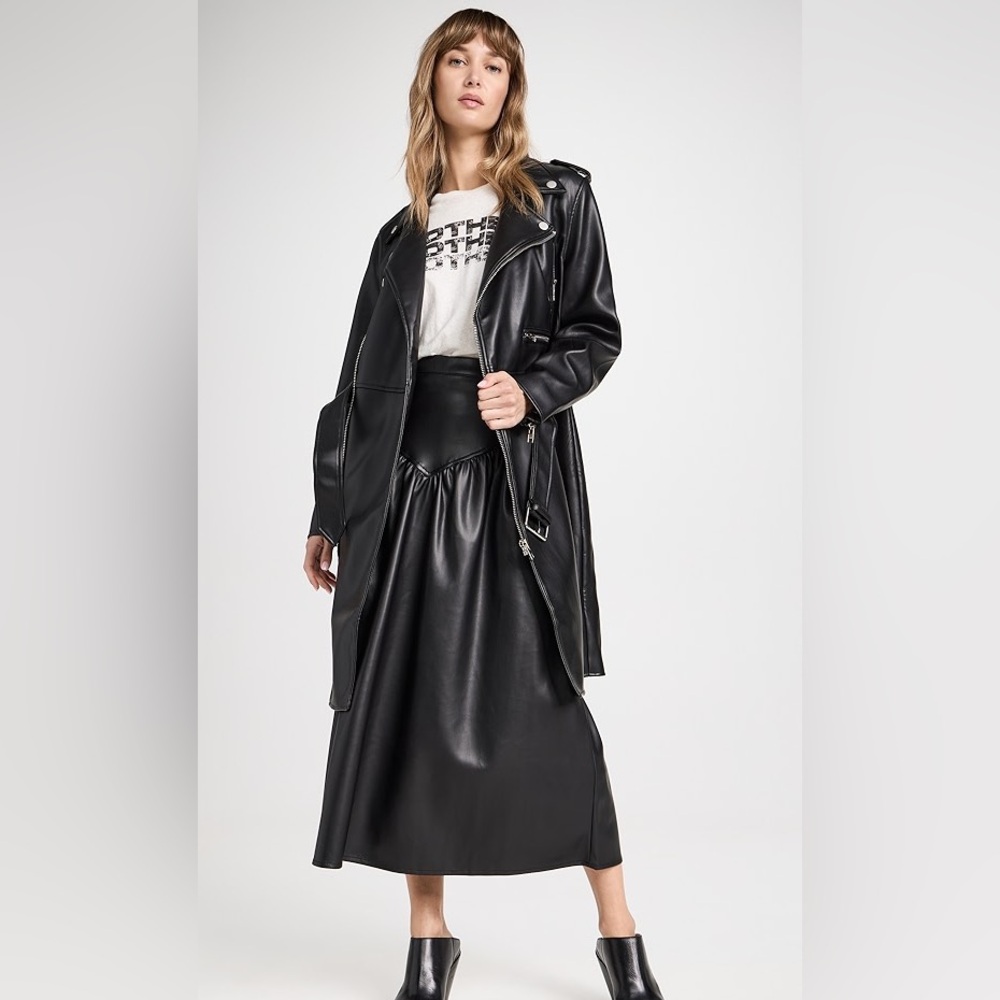 Mother The Chopper Long Faux Leather Jacket